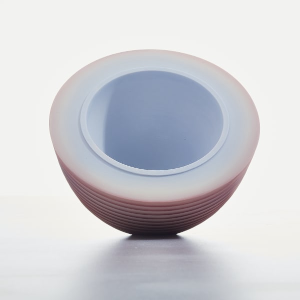 Nicholas Lees Small Blue/Red/Purple Floating Bowl, 2021 thrown and lathed Parian porcelain, soluble cobalt, soluble gold h. 13.5 cm x dia. 14 cm