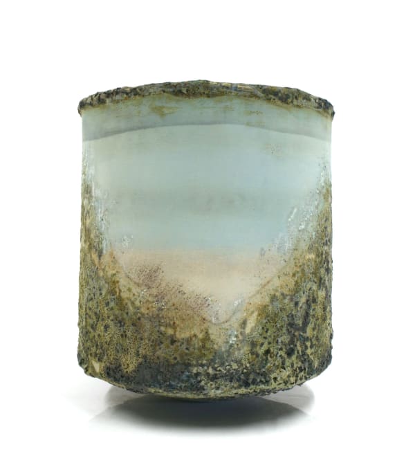 Paul Wearing b. 1967Cylinder, 2023 impressed seal mark 'PW' stoneware, multiple oxidised engobes, slips and glazes h 23.5 x w 21 x d 21 cm