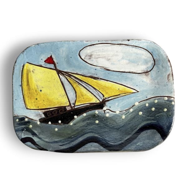 Anne Barrell, Big Waves - Postcard Plate, 2025