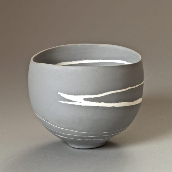 Gabriele Koch Porcelain Bowl, 2021 grey and white porcelain signed to the base h. 8 cm x dia. 10 cm