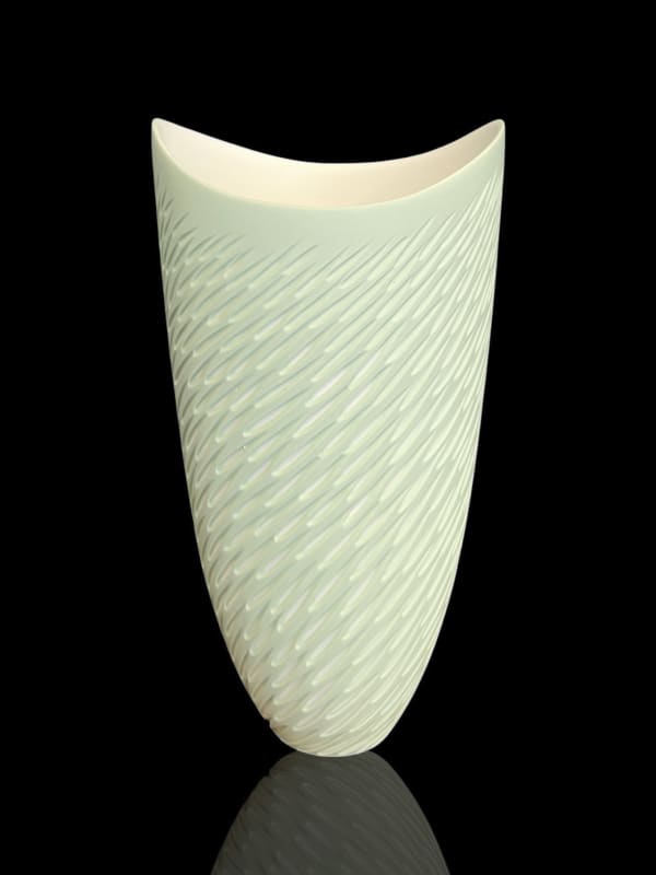 Sasha Wardell Tall Green 'Shoal' Vase, 2025 bone china signed to base h. 24 x w. 13.5 x d. 12 cm