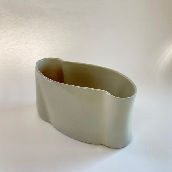 Ruth King Cream Open Curl , 2021 slab-built, salt glazed stoneware h. 14 x w. 26 x d. 12 cm