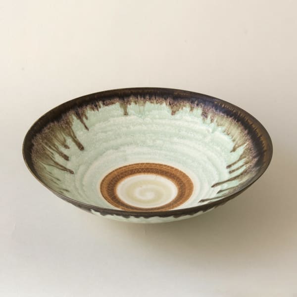 Peter Wills - Medium Textured Green and Bronze Bowl
