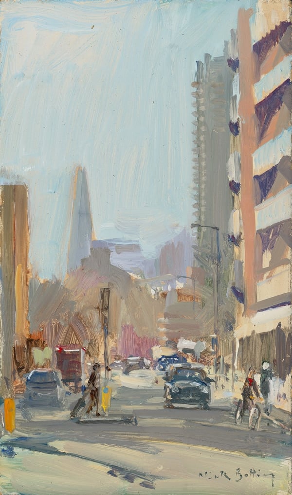 Nick Botting, 64. Bright winter morning, Cromwell Tower and The Shard, 2025