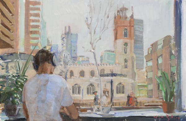Nick Botting, 38. Winter morning in the Barbican, the coffee drinker,