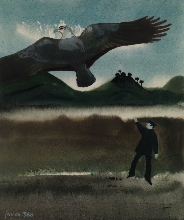 Mary Fedden OBE RA RWA, Man and eagle, 1988
