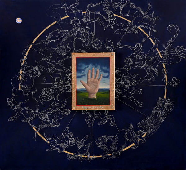 Julia Curylo, Map from the sky with a mystical hand, 2023
