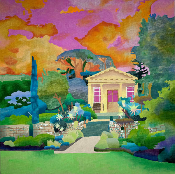 Cecilia Caulder, Mediterranean Garden with Temple, 2024