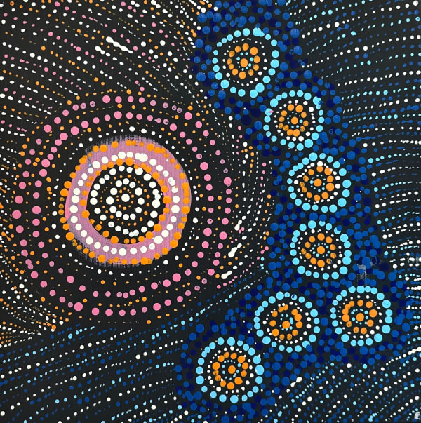Aboriginal Art, Valma Nakamarra Granites - Napaljarri-warnu Jukurrpa (Seven Sisters Dreaming), 2024