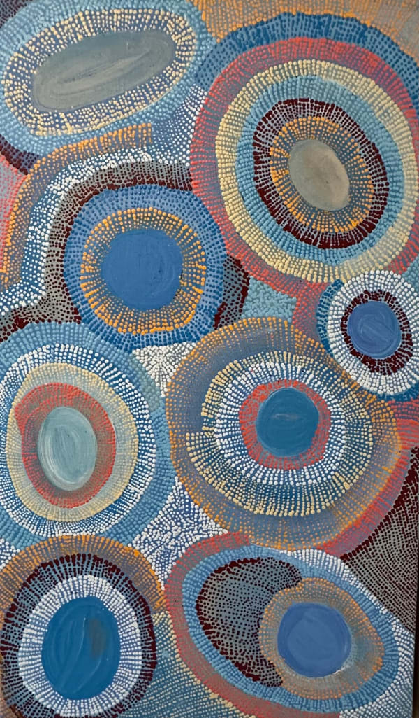 Aboriginal Art, Agnes Nampijinpa Brown - Ngapa Jukurrpa (Water Dreaming)