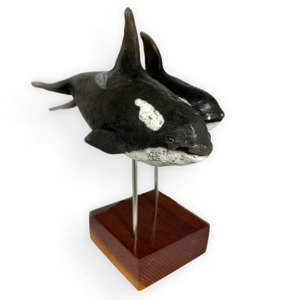 R & B Ceramics, Two Orcas on Plinth, 2025
