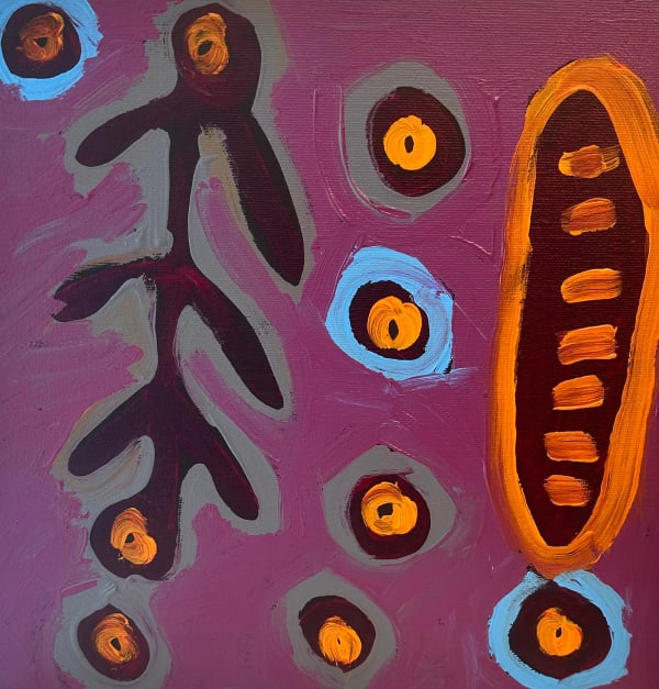 Aboriginal Art, Saraeva Napaljarri Marshall - Mina Mina Jukurrpa (Mina Mina Dreaming), 2024