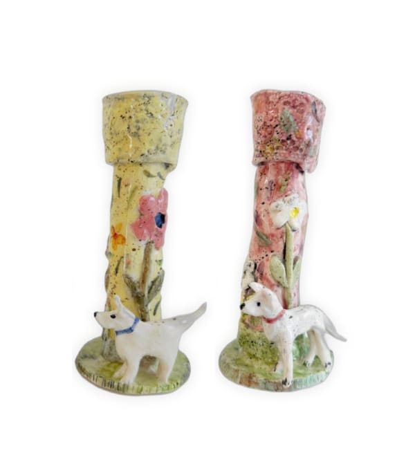 Amelia Tuttiett, Little White Dog Candlesticks II, 2025