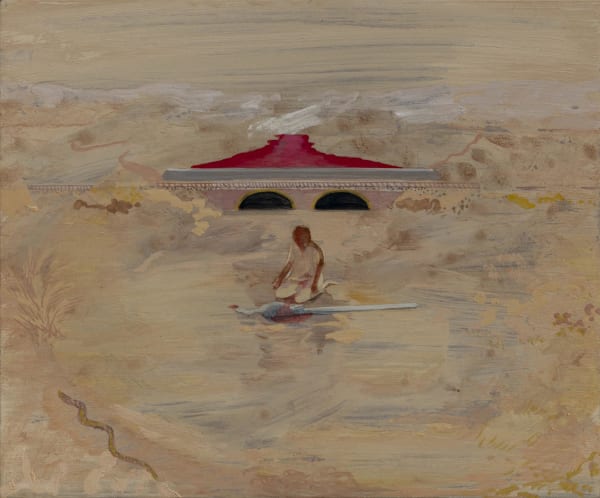 Mahesh Baliga On the way, 2018-19 Casein on board 12 x 10 inches