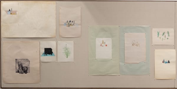 Shreyas Karle Exit Only, No Exit/No Entry, Entry Only, Panel A 9 Paintings, 2023 Mixed Media Variable