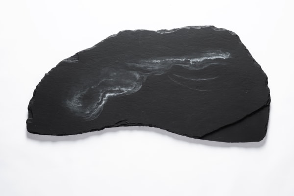 Prajakta Potnis Rivers in the Sky IV, 2024 Chalk colours on slate stone 22 x 0.25 x 10.5 inches