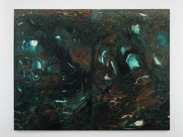 Amitesh Shrivastava Rabbit Hole (Diptych), 2023 - 2024 Acrylic on canvas 84 x 108 inches
