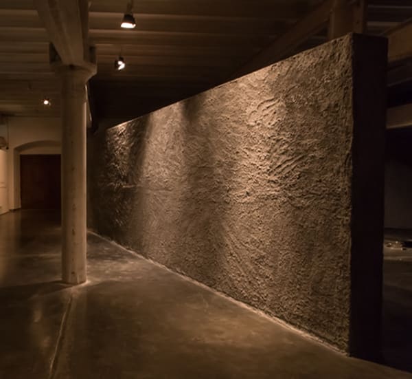 Desire Machine Collective Noise Life: a multipart multimedia installation , 2014 Wall made of wood embedded with jute and speakers finished with concrete