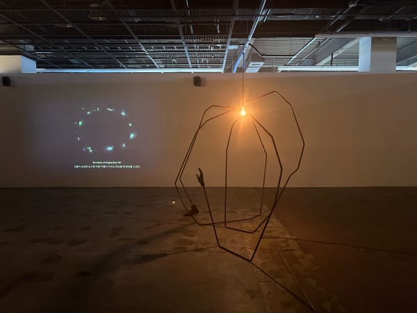Amol K Patil Who is invited in the city S2, 2024 Bronze Sculpture with Light Sensor 84 x 72 x 68 Inches