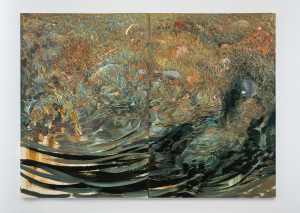 Amitesh Shrivastava Flapping (Diptych) , 2023 - 2024 Acrylic on canvas 78 x 108 inches