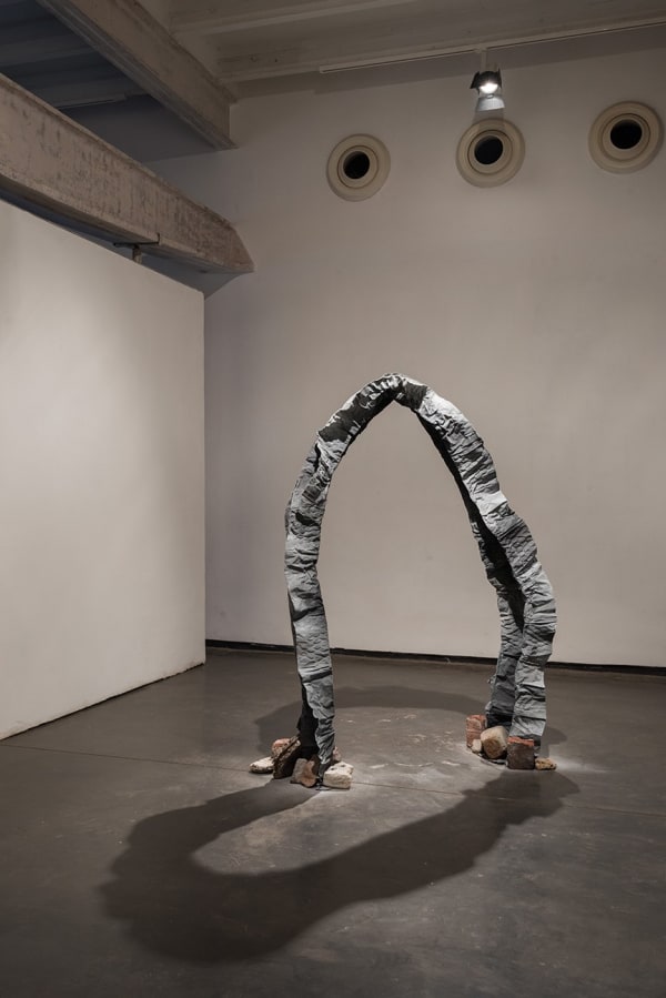 Sandeep Mukherjee Untitled (Ladder/ Serpent), 2016 Paint on Aluminium foil Variable