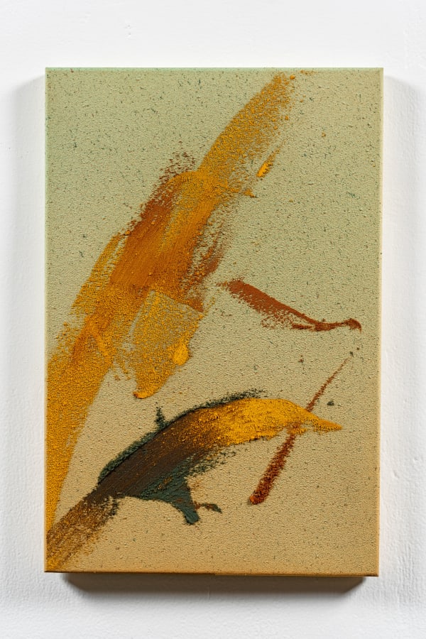 Claire Baker, floating flower, warm, 2024 Natural pigment on aluminium 14.5 x 10.75 inches