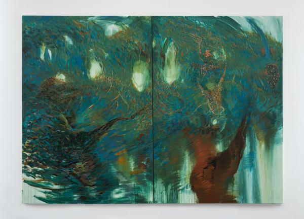 Amitesh Shrivastava Twirling (Diptych), 2023 - 2024 Acrylic on canvas 78 x 108 inches