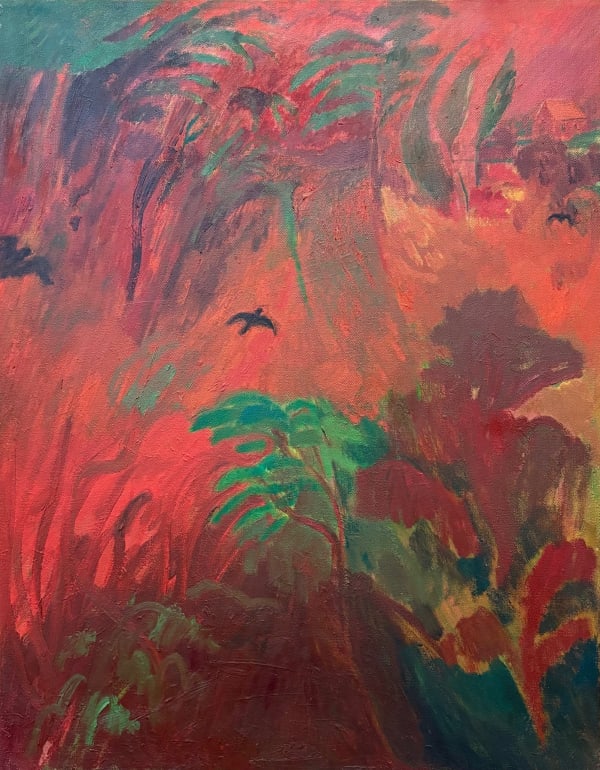 Soumya Netrabile Three Crows, 2025 Oil on Canvas 28 x 22 Inches