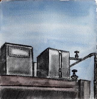 Sarnath Banerjee Paharpur Cooling I Ink and water colour on paper 10 x 10 inches