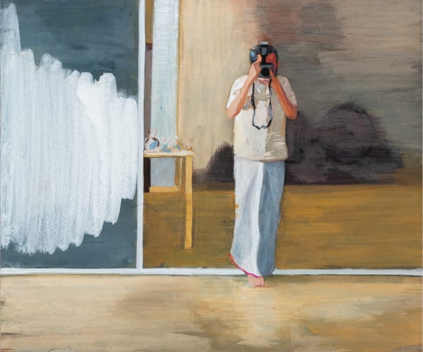 Mahesh Baliga Guest at home, 2018-19 Casein on board 10 x 12 inches