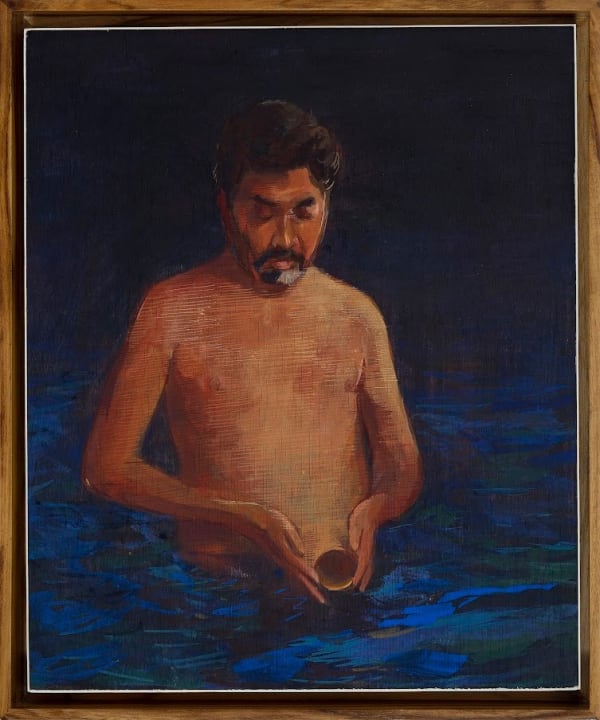 Mahesh Baliga Test, 2021 Casein On Board 12 x 10 inches