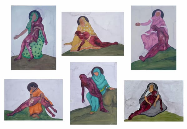 Ohida Khandakar Untitled- 7, 2024 watercolor on paper 11 X 10 inches each (set of 6)
