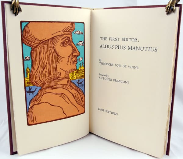 The First Editor: Aldus Pius Manutius. Title-page spread