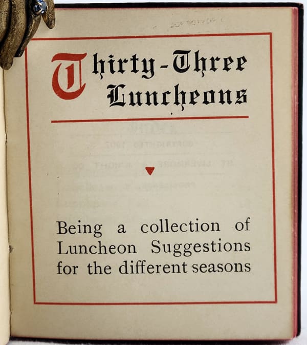 Thirty-Three Luncheons. Title page
