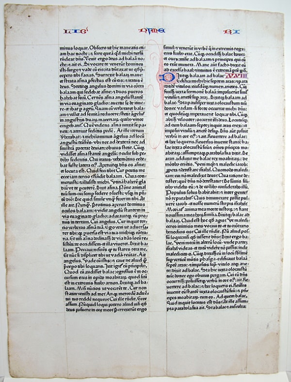 The 1462 Fust & Schoeffer Bible. Leaf