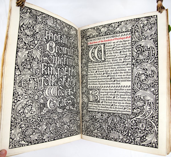 The Tale of Beowulf Sometime King of the Weder Geats, printed by the Kelmscott Press. Title-page spread