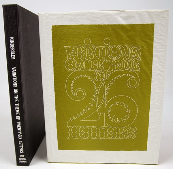 Variations on the Theme of Twenty-Six Letters by David Kindersley. Front cover and box