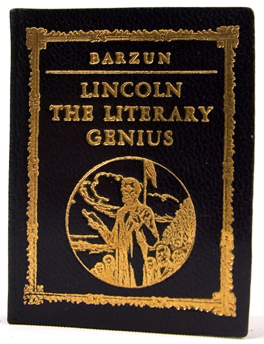 Lincoln the Literary Genius by Jacques Barzun. Front cover board.