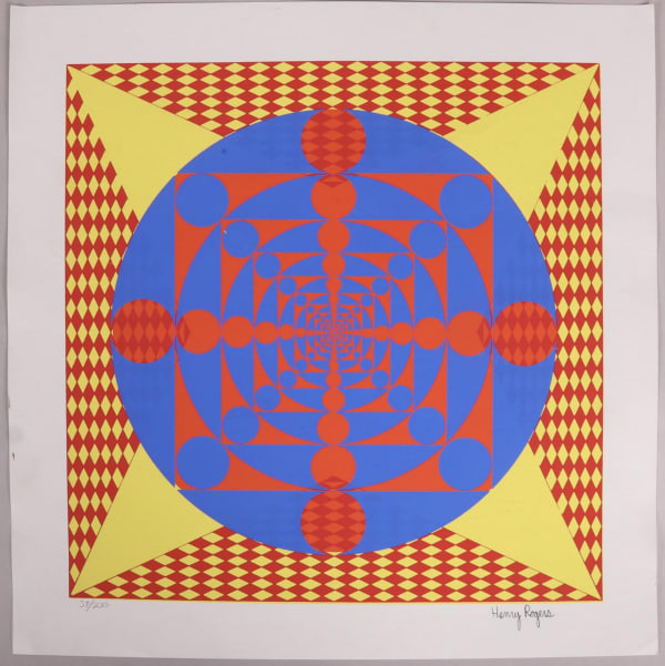 Henry Rogers, Mid Century Modern OP Art print, 1960's
