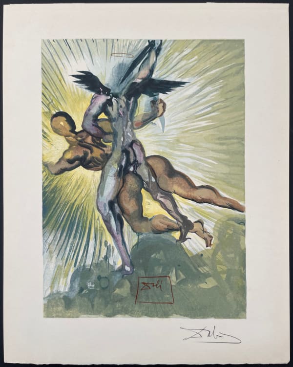 Salvador Dali, Divine Comedie Purgatory Canto 8 the guardian angels for the valley, 1960