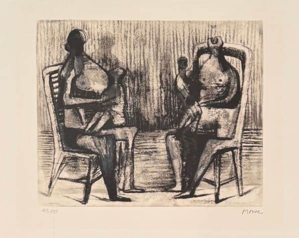 Henry Moore, Two Seated Figures with Children, 1976