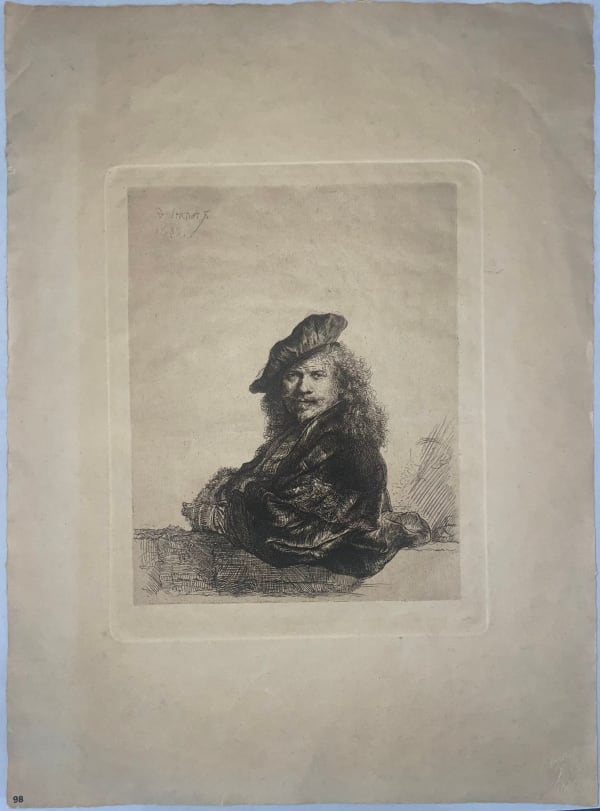 After Rembrandt van Rijn, Self Portrait Leaning on a Stone Sill, 1639