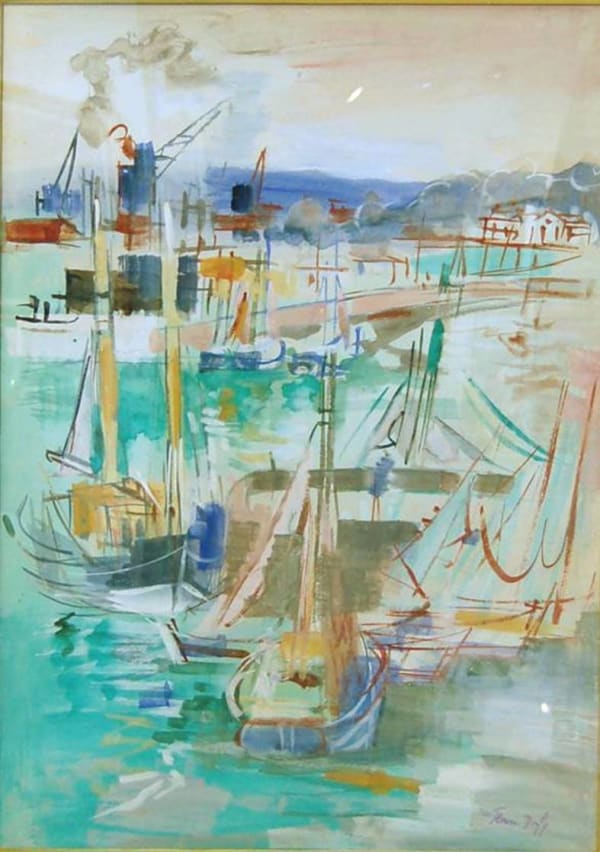 Jean Dufy, Honfleur, le quai de la Planchette et le jetee de Transit, 1939