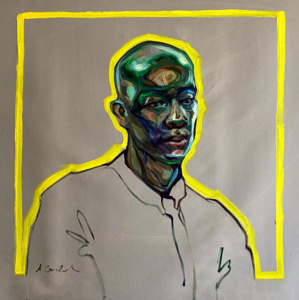 Agnes Grochulska, Portrait in Emerald and Blue, 2020