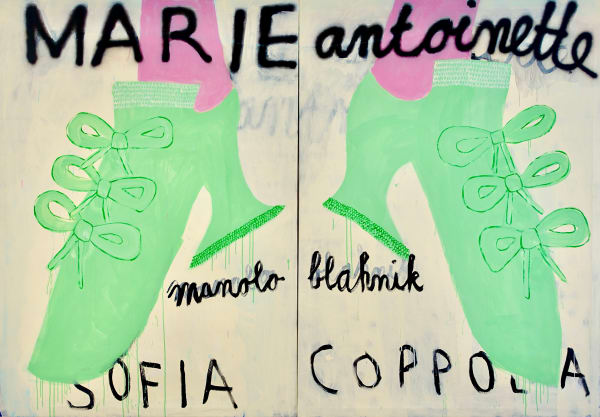 Gabrielle Graessle, manuel blahnik shoes, 2024, acrylic and spray on canvas