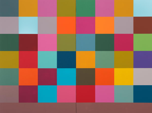 Jon Groom | YANTRA PAINTING (Diptych) #1, 2024 | Acrylic on canvas, stretched on wooden panel | 160 x 120 x 2 cm