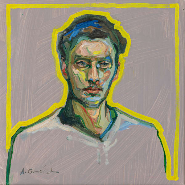 Agnes Grochulska, Portrait with a Yellow Outline #2, 2020