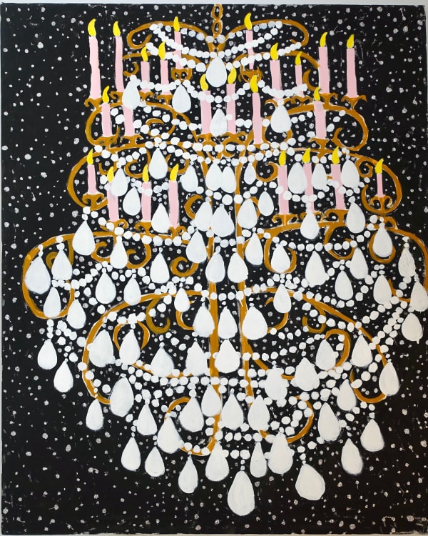 Gabrielle Graessle, lustre de versaille, 2024, acrylic and glitter on canvas