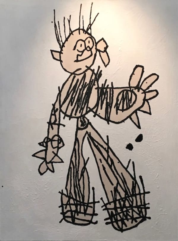 Zachary Armstrong, Self Portrait (Black and Raw on White Ground), 2014