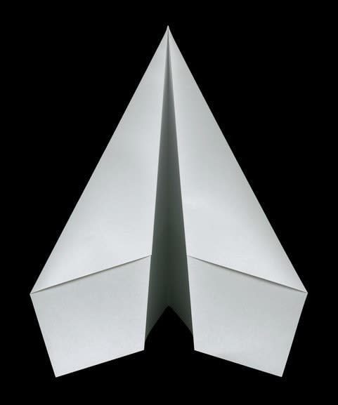 Edgar Martins, From the series Siloquies and Soliloquies on Death, Life and Other Interludes, Paper plane inspired on a letter written by an inmate in the early 1900's, which was thrown from a prison cell window, 2016